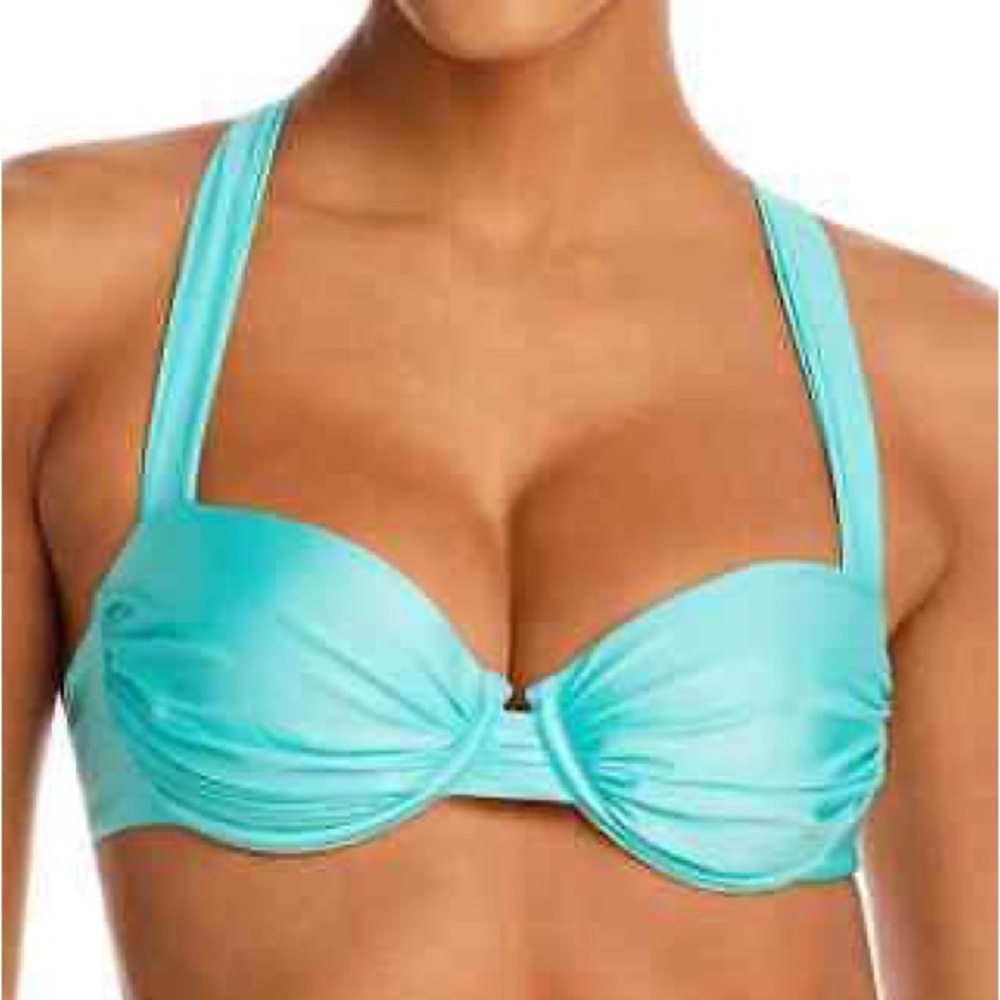 AQUA Swim Ruched Underwire Bikini Top NWT Size Small MSRP $58